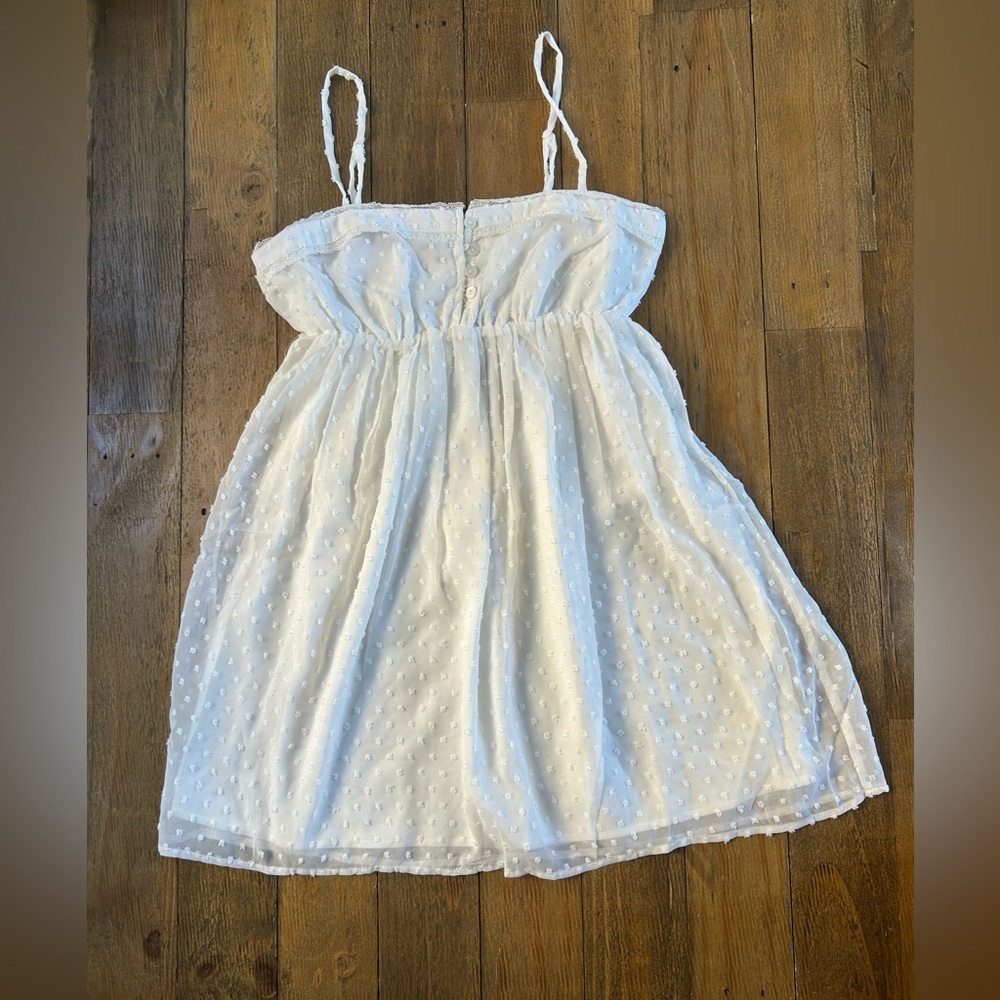 LULUS Essential Sweetness White Swiss Dot Babydoll Mini Dress Cottagecore - Picture 5 of 13
